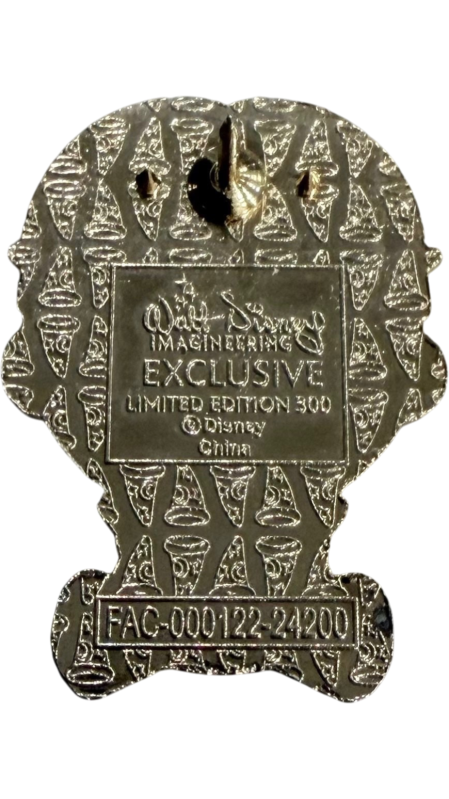 Back of a Graidan Collectibles Walt Disney Imagineering limited edition enamel pin with official stamp and logo