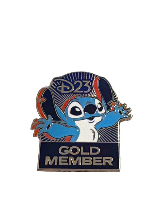 D23 Gold Member Stitch with a Blue Background