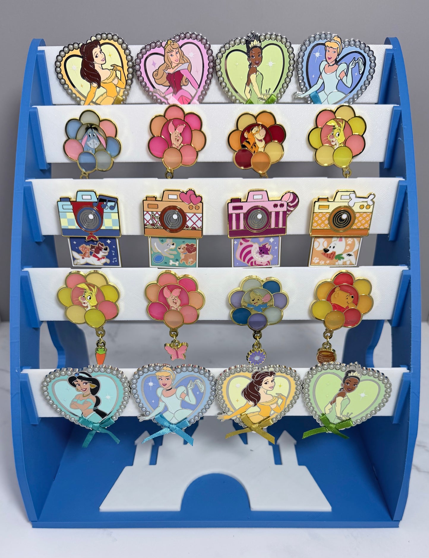 Tiered Pin Display Rack for Trading & Collecting Enamel Pins — Holds 20 Pins