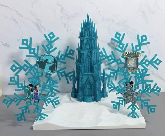 Ice Castle Enamel Pin Display Stand with Snowflake Holders