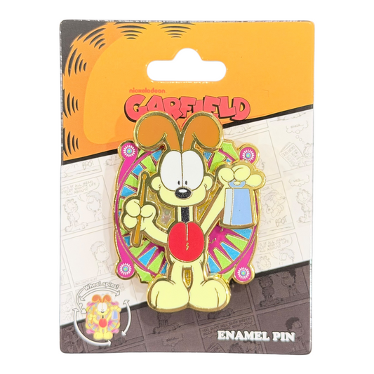 Garfield Odie 3D Spinner Metal Enamel Pin Cowbell Spinning Wheel