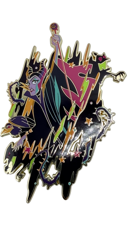 Graidan Collectibles Maleficent enamel pin featuring the villain with thorns and magical energy in gold-tone metal.